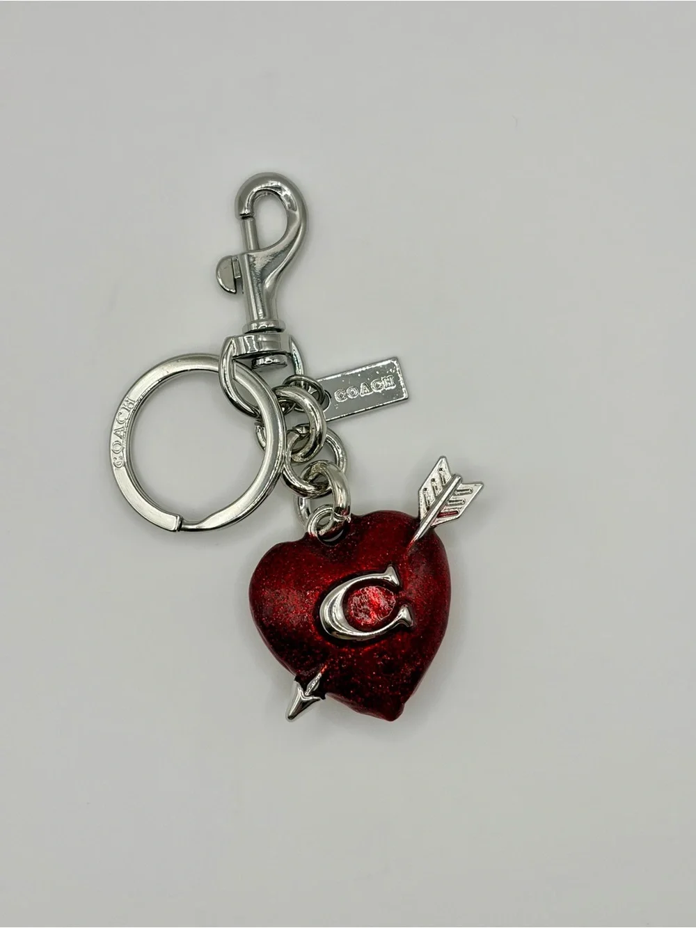 Trendy Red Heart Arrow Keychain Charm